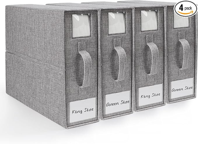 DELLAN Bed Sheet Organizer, Linen Closet Organizers and Storage, Foldable Cube Sheet Set Organize... | Amazon (US)
