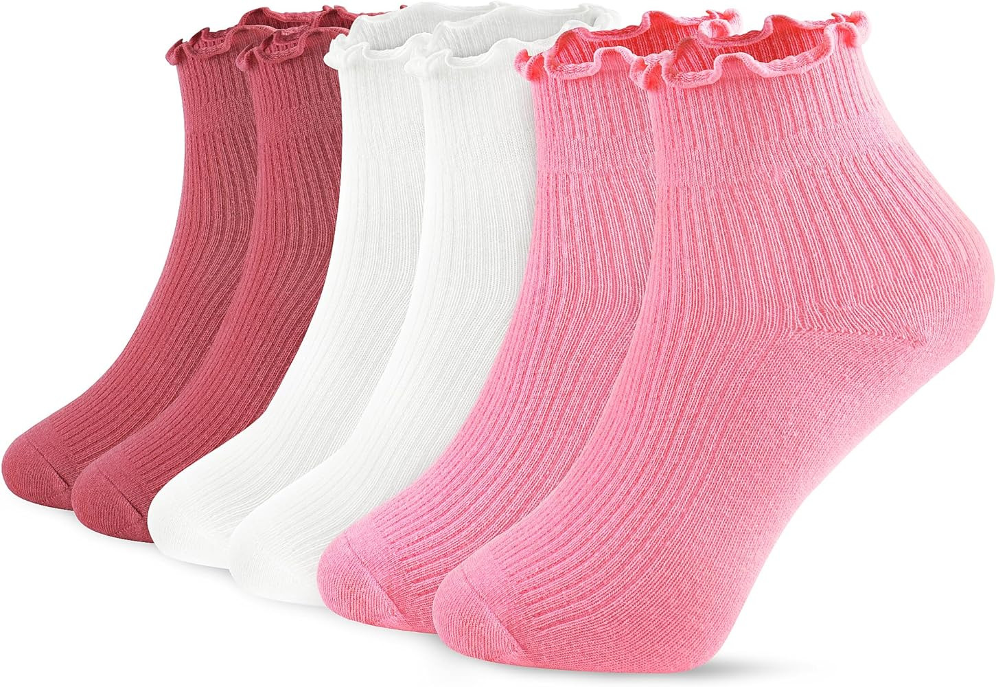 8 Pairs Frilly Socks Women,Ruffle Socks for Girl Women,Solid Color Lettuce Edge Comfort Breathabl... | Amazon (US)