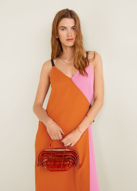 Zweifarbiges Kleid mit Schleife | MANGO (DE)