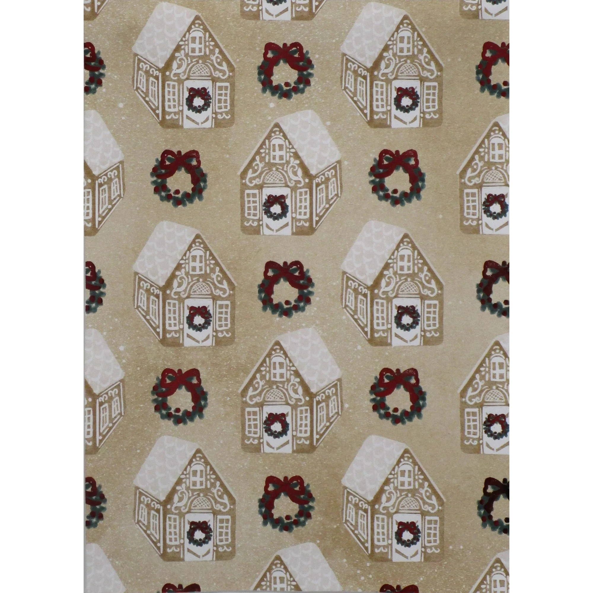 Beige Gingerbread Houses and Wreaths Premium Christmas Wrapping Paper, 25 sq ft, by Holiday Time | Walmart (US)