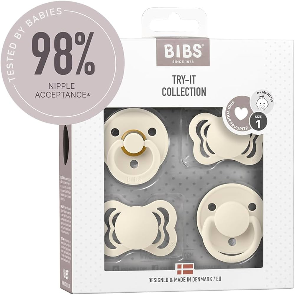 BIBS Try-It Collection | 4-Pack Soothers | BPA-Free Round, Anatomical & Symmetrical Nipple | Natu... | Amazon (US)