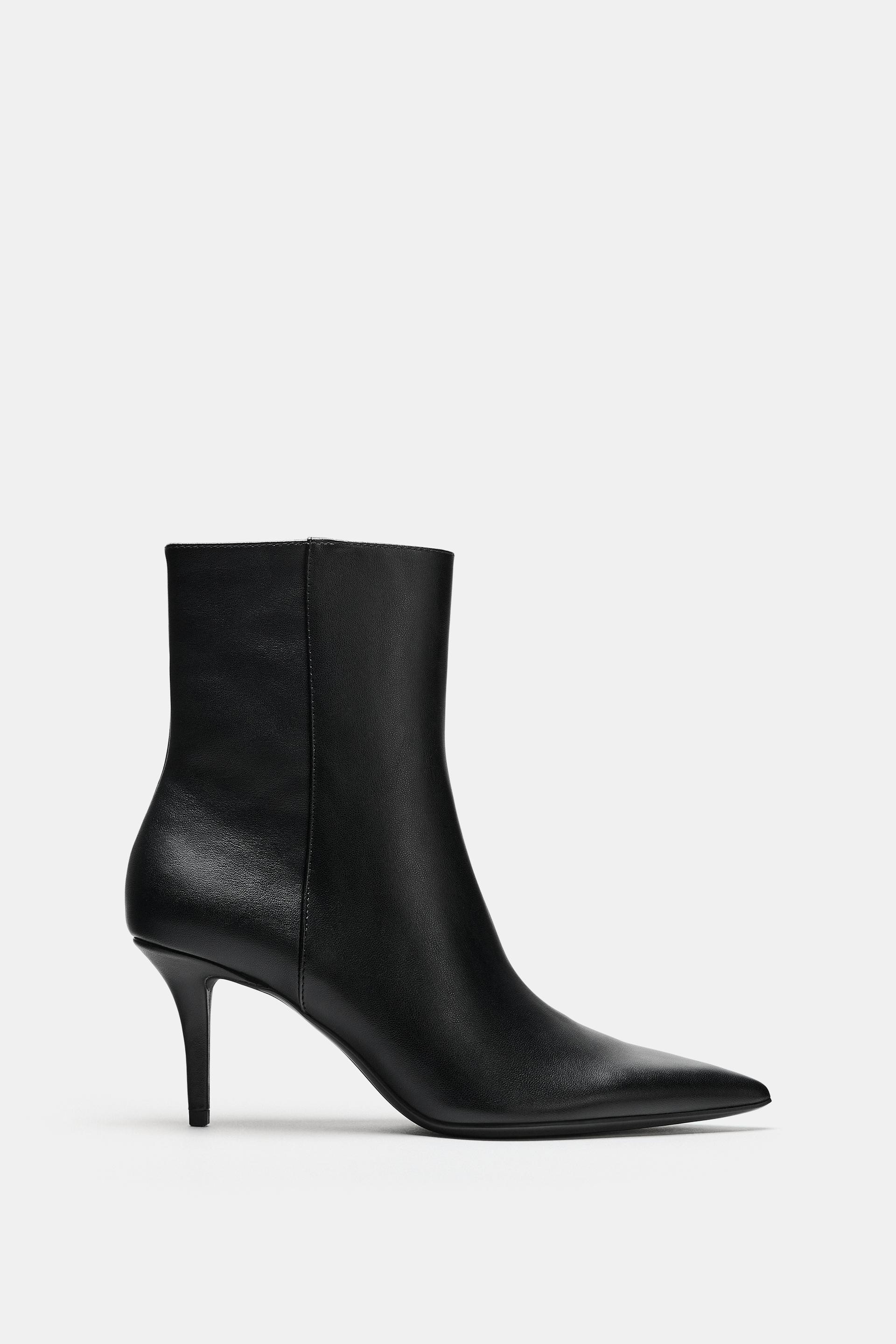Zara - Slim Heeled Ankle Boots - Black - 5 - Woman | Zara US