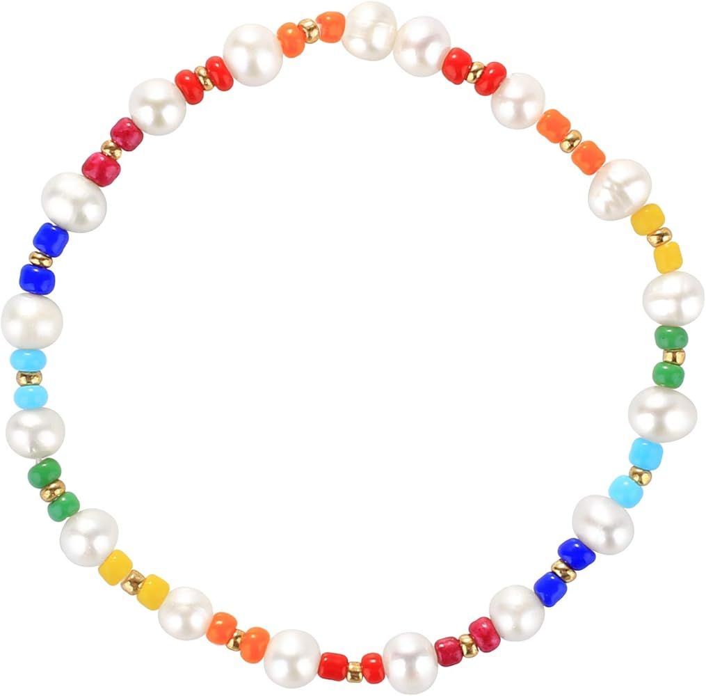 KELITCH Women Stretch Bracelets Pearl Beads Strand Bracelets Fashion Jewelry | Amazon (US)