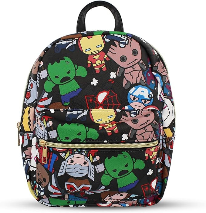 Marvel Kawaii Avengers Mini PU Leather Backpack Purse with Adjustable Straps 10 In (Black, One Si... | Amazon (US)