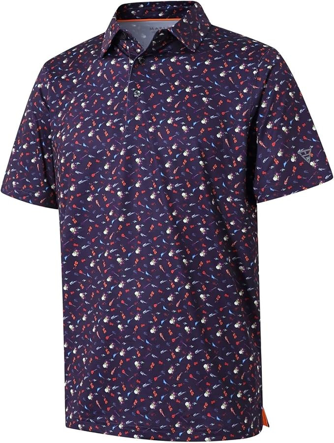 Golf Shirts for Men Dry Fit Short Sleeve Print Performance Moisture Wicking Polo Shirt | Amazon (US)