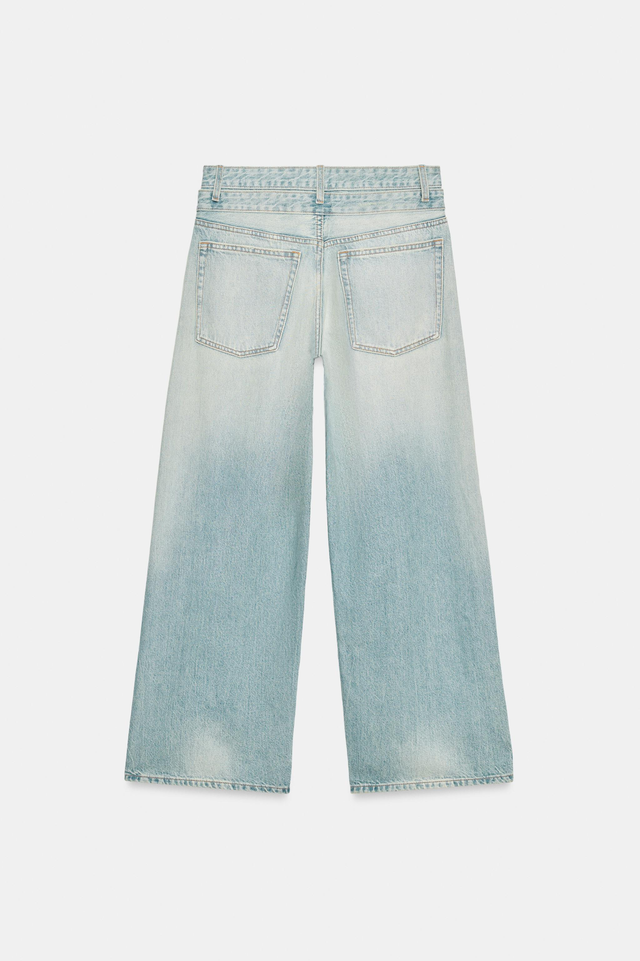TRF STRAIGHT DOUBLE WAISTBAND MID-RISE JEANS | Zara US