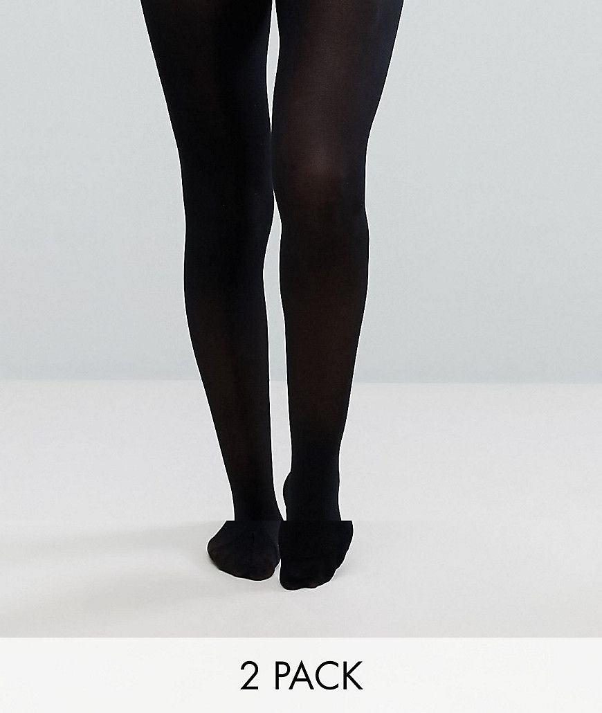 ASOS DESIGN 2 pack 40 denier black tights in recycled nylon | ASOS (Global)