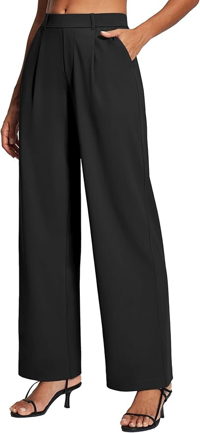 Ewedoos Dress Pants Women Wide Leg Woman Stretchy Work Pants Casual Trousers Slacks for Women Pul... | Amazon (US)
