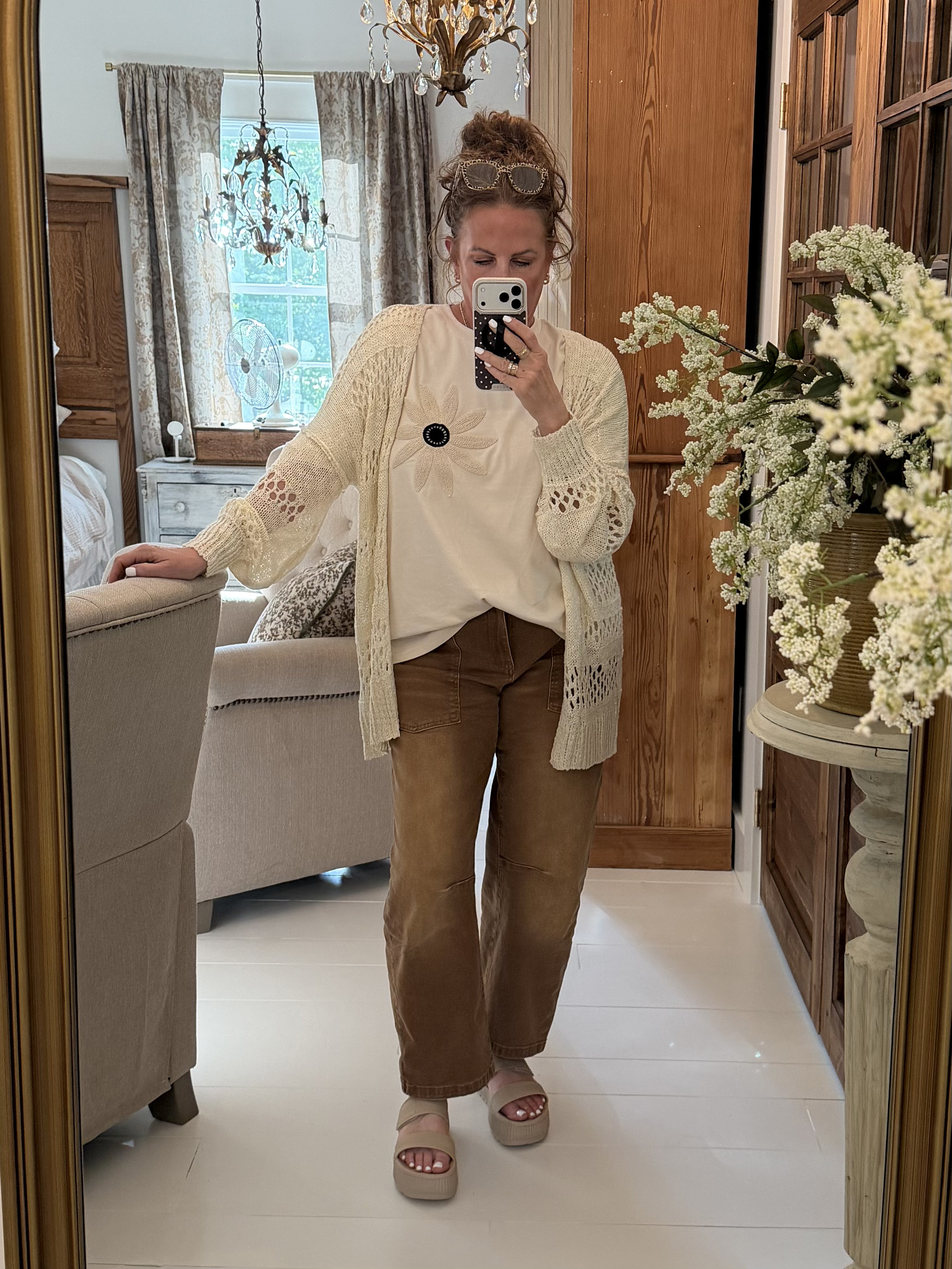 I love the texture of both this floral tee and the cardigan. They are perfect for Summer.  

 #LTKSeasonal #LTKMidsize