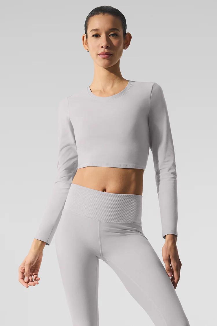 Washed Alosoft Crop Finesse Long Sleeve | Alo Yoga (US)