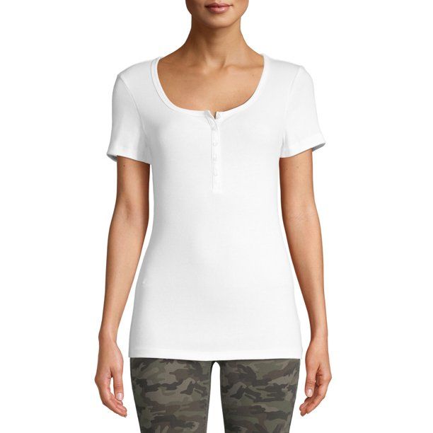 Women's Short Sleeve Henley Rib T-Shirt | Walmart (US)