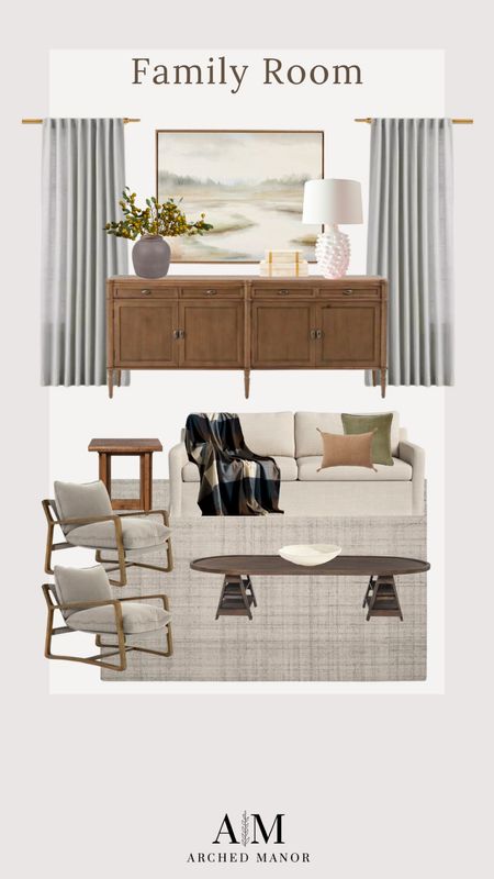 Family room design! Love these sofa and chair combo, also love this sideboard! 

#LTKsalealert #LTKstyletip #LTKhome