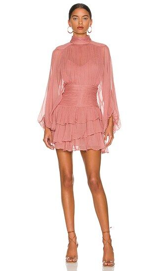 Olympia Long Sleeve Ruched Mini Dress in Antique Rose | Revolve Clothing (Global)