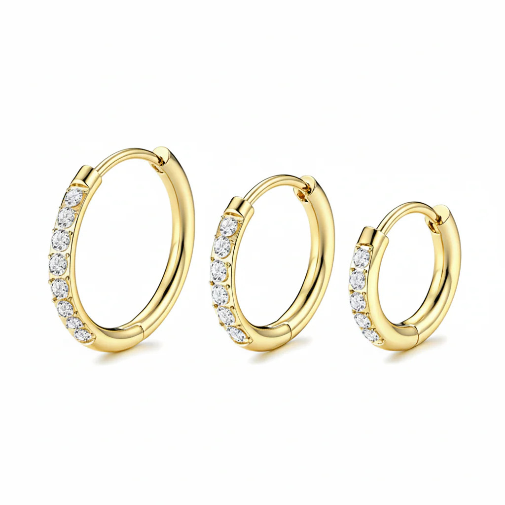 Perfect Pavé Huggies Set | Garnished in Gold