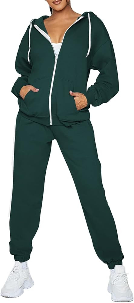 Fixmatti Womens Fall Tracksuit Zip Up Hoodie and Sweatpants Set 2 Pieces Sweatsuits Jogger Sets w... | Amazon (US)
