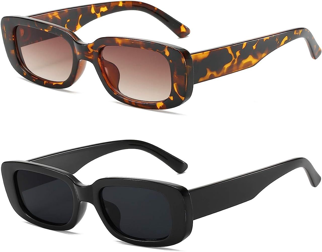 Retro Rectangle Sunglasses Women and Men Vintage Small Square Sun Glasses UV Protection Glasse | Amazon (US)