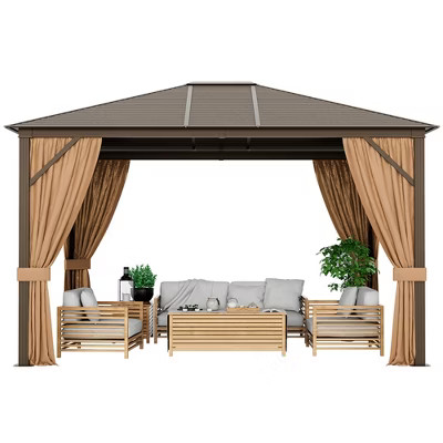 Costway 12' x 10' Patio Hardtop Gazebo W/ Galvanized Steel Top Aluminum Frame Outdoor | Target
