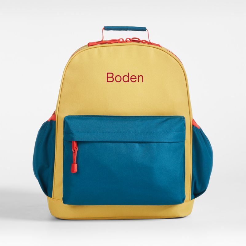 Large Colorblock Kids Yellow and Green Backpack for School | Crate & Kids | Crate & Barrel