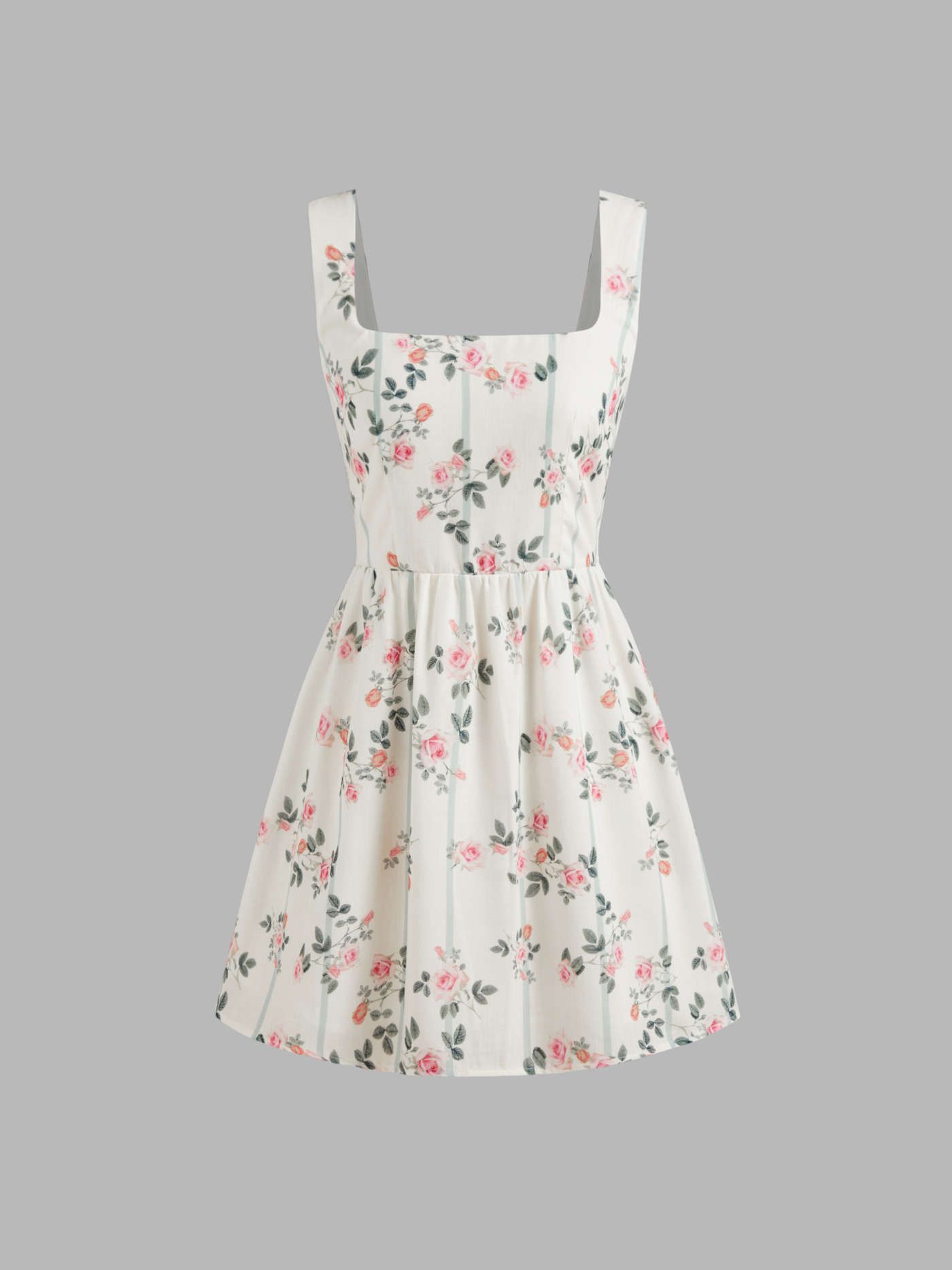 Square Neck Floral Shirred Mini Dress | Cider