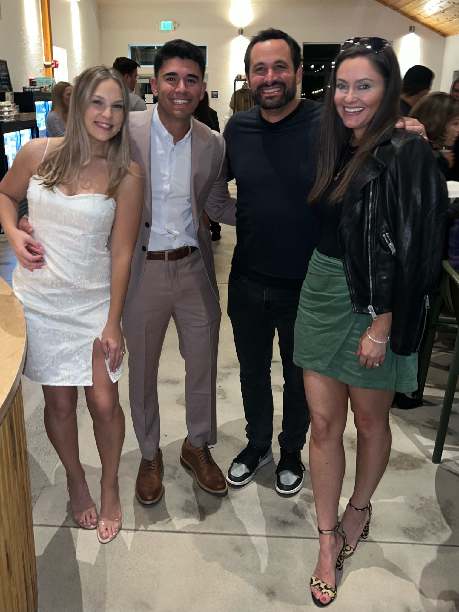 Skirt: Vix Paula Hermanny (out of stock, but linked similar)
Heels: Sam Edelman (out of stock, but linked similar)
Bodysuit: Naked Wardrobe (linked exact!)
Leather jacket: All Saints (linked similar)