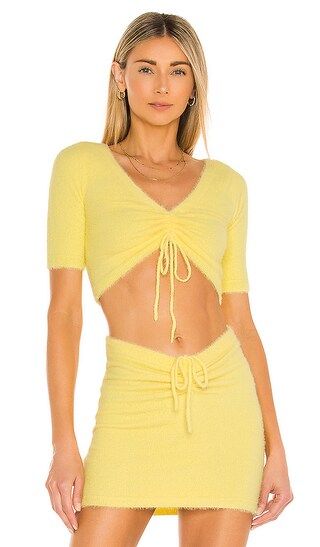 Bobby Ruched Sweater in Light Yellow | Revolve Clothing (Global)