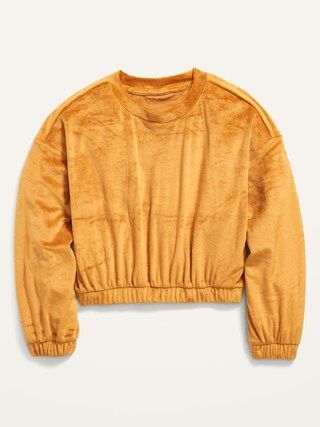 Cozy Velour Cinched-Hem Sweatshirt for Girls | Old Navy (US)