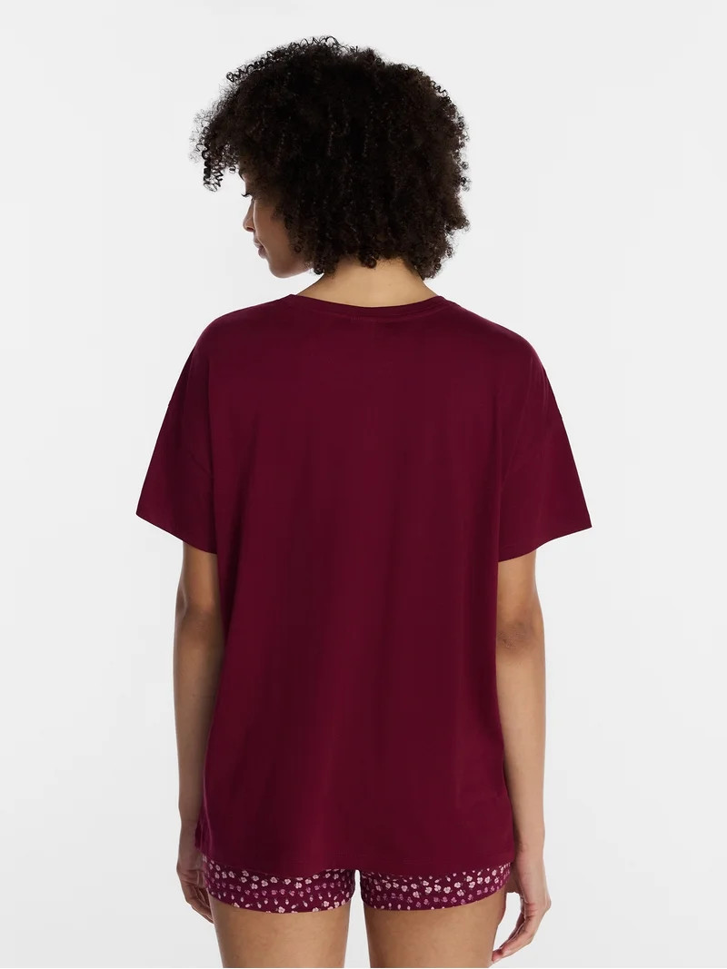 No Boundaries Sleepwear Oversized Graphic Cotton Tee, Women\u2019s and Women\u2019s Plus XXS-3X | Walmart (US)