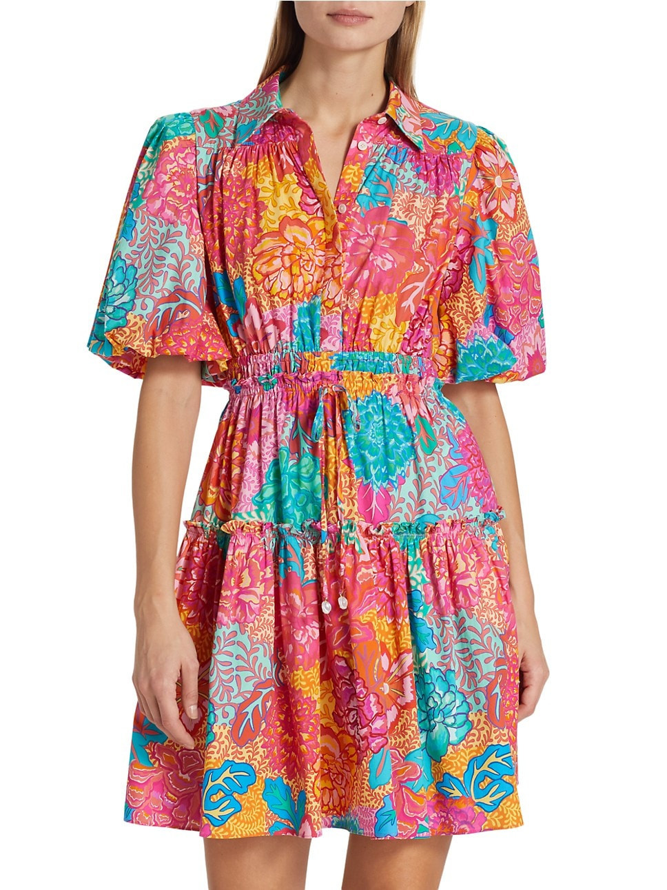 Doha Balloon-Sleeve Shirtdress | Saks Fifth Avenue