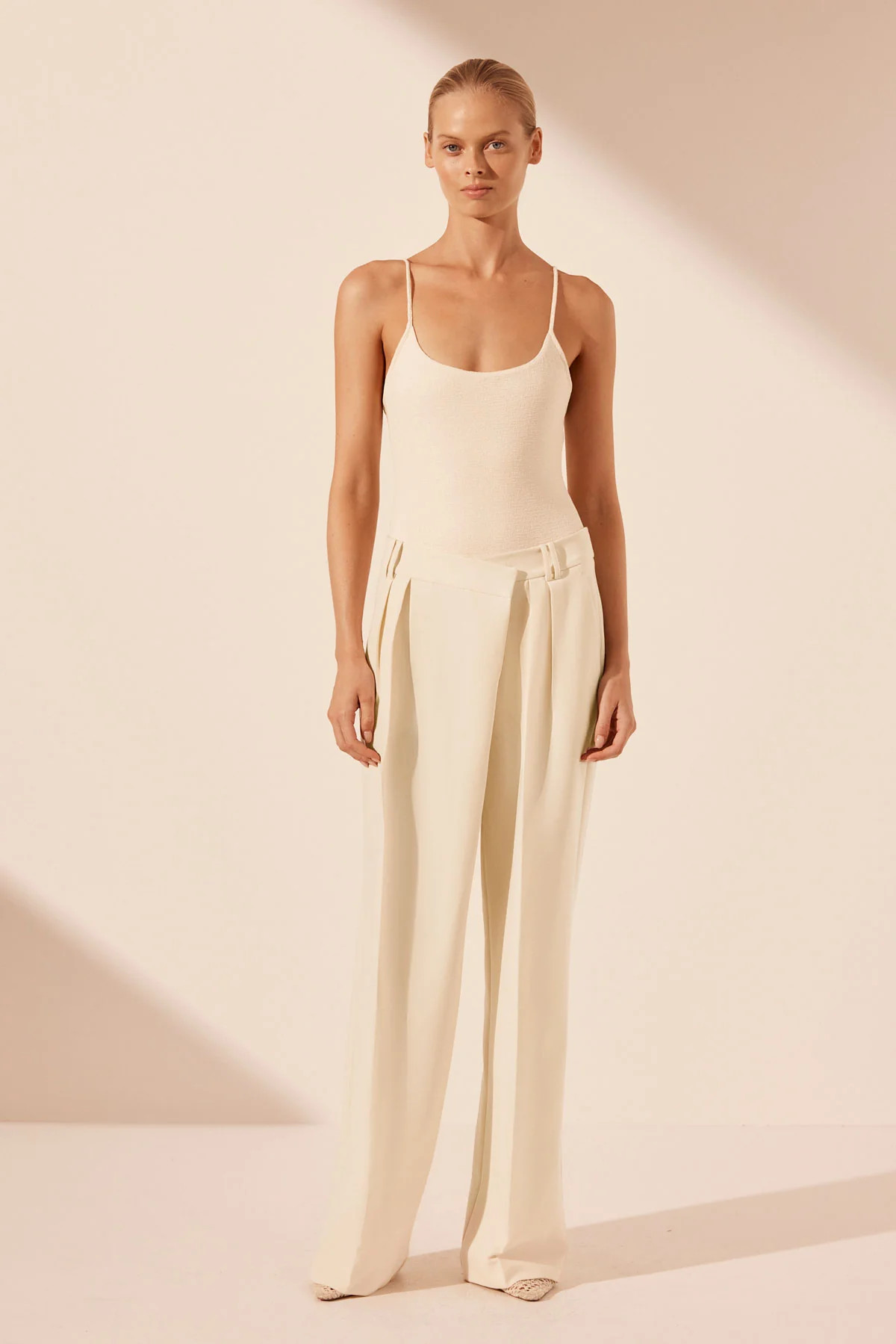 IRENA ASYMMETRICAL PLEAT FRONT PANT | RICE | PANTS | SHONA JOY | Shona Joy