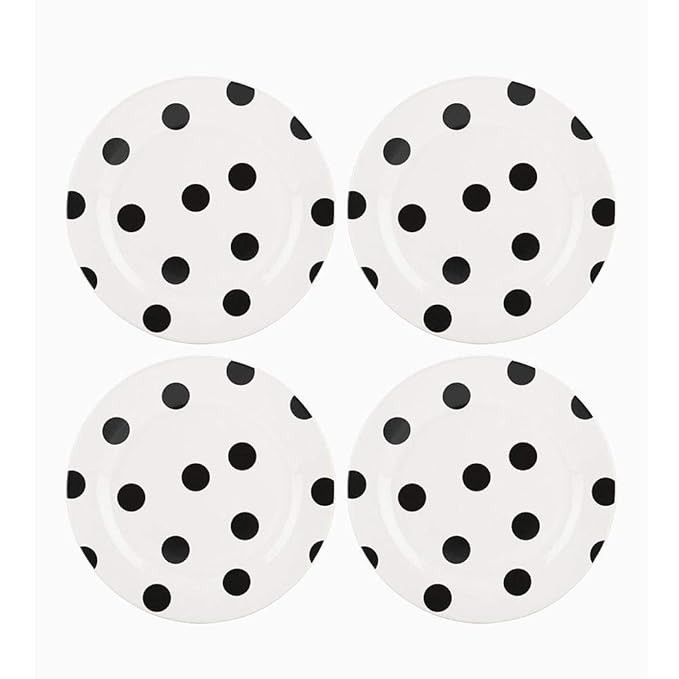 Kate Spade New York All in Good Taste Deco Dot Salad Plate Set, Black | Amazon (US)