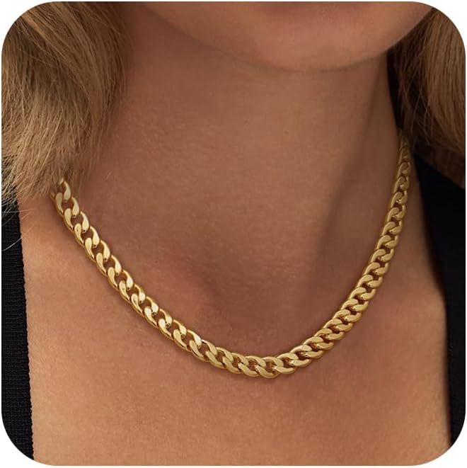 Moodear Gold Necklace for Women 14K Dainty Chunky Gold/Sliver Chain Necklace Cuban Link Paperclip... | Amazon (US)