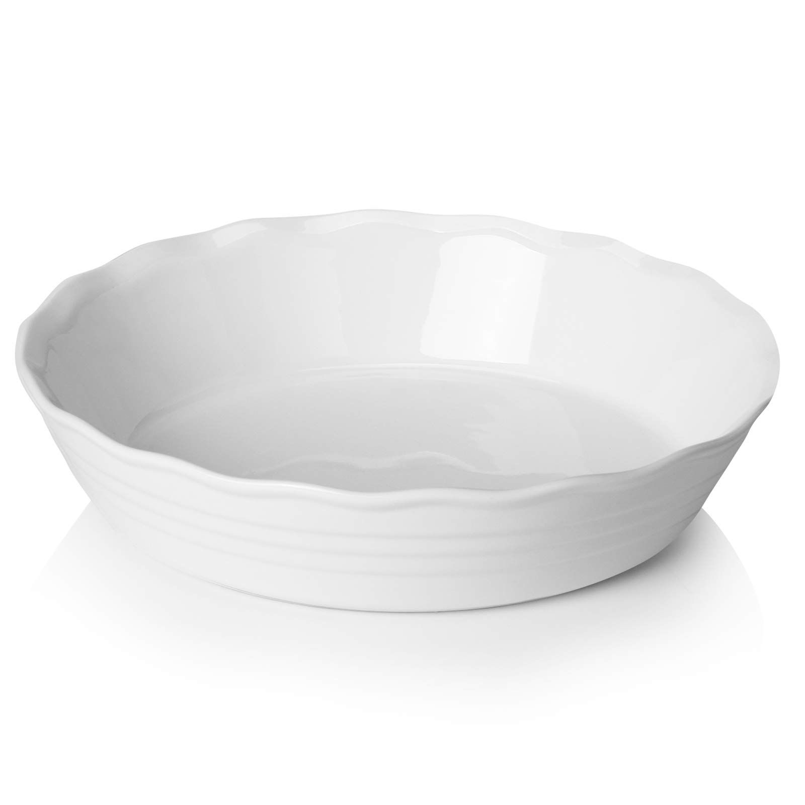 Sweese 516.101 Porcelain Pie Pan, 9 Inches Pie Plate, Round Baking Dish with Ruffled Edge, White | Amazon (US)