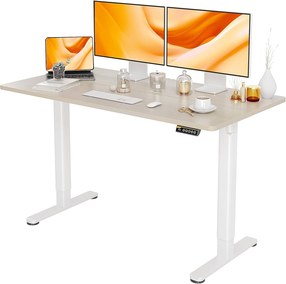 Electric Standing Desk, Adjustable Height Stand up Desk, 55x24 Inches Sit Stand Home Office Desk ... | Amazon (US)