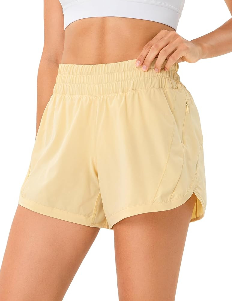 YUNOGA Mid Waisted Athletic Shorts for Women, Quick Dry Running Gym Shorts with Mesh Liner Zipper... | Amazon (US)