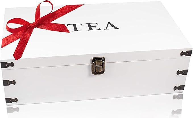 White Wooden Tea Box Storage Chest Box Big Pine Wood Kitchen Organizer Large, Tall, Adjustable | Amazon (US)