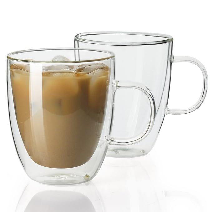 Sweese 4602 Glass Coffee Mugs - 12.5 oz Double Walled Insulated Mug Set with Handle, Perfect for ... | Amazon (US)