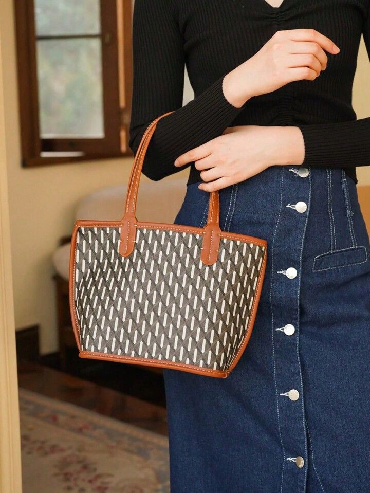 Classic High Capacity Tote Shoulder Bag Handbag Casual Women Bucket Bag With Reading Glasses Comp... | SHEIN