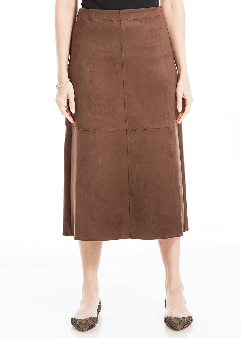 Max Studio Women's Faux Suede A-line Midi Skirt | Amazon (US)