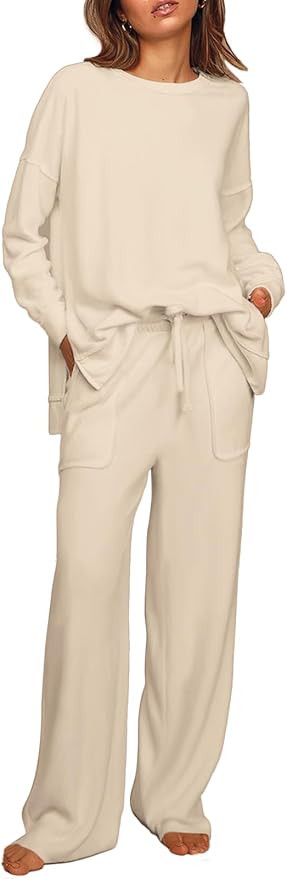 ETCYY NEW Lounge Sets for Women 2 Piece Outfits with Side Split Sweatshirt Tops and Wide Leg Swea... | Amazon (US)