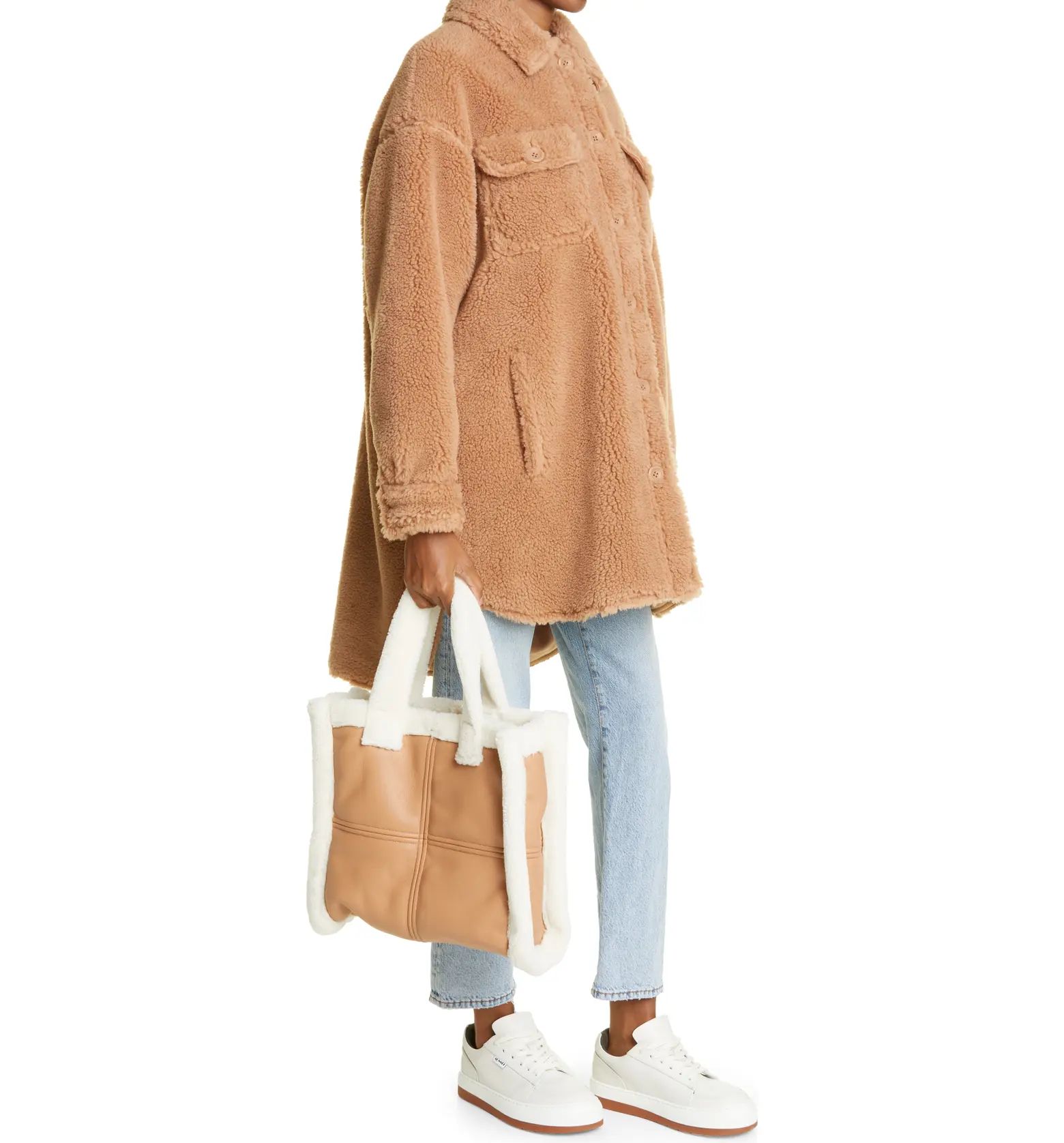 Stand Studio Medium Lolita Faux Shearling & Faux Leather Tote | Nordstrom | Nordstrom