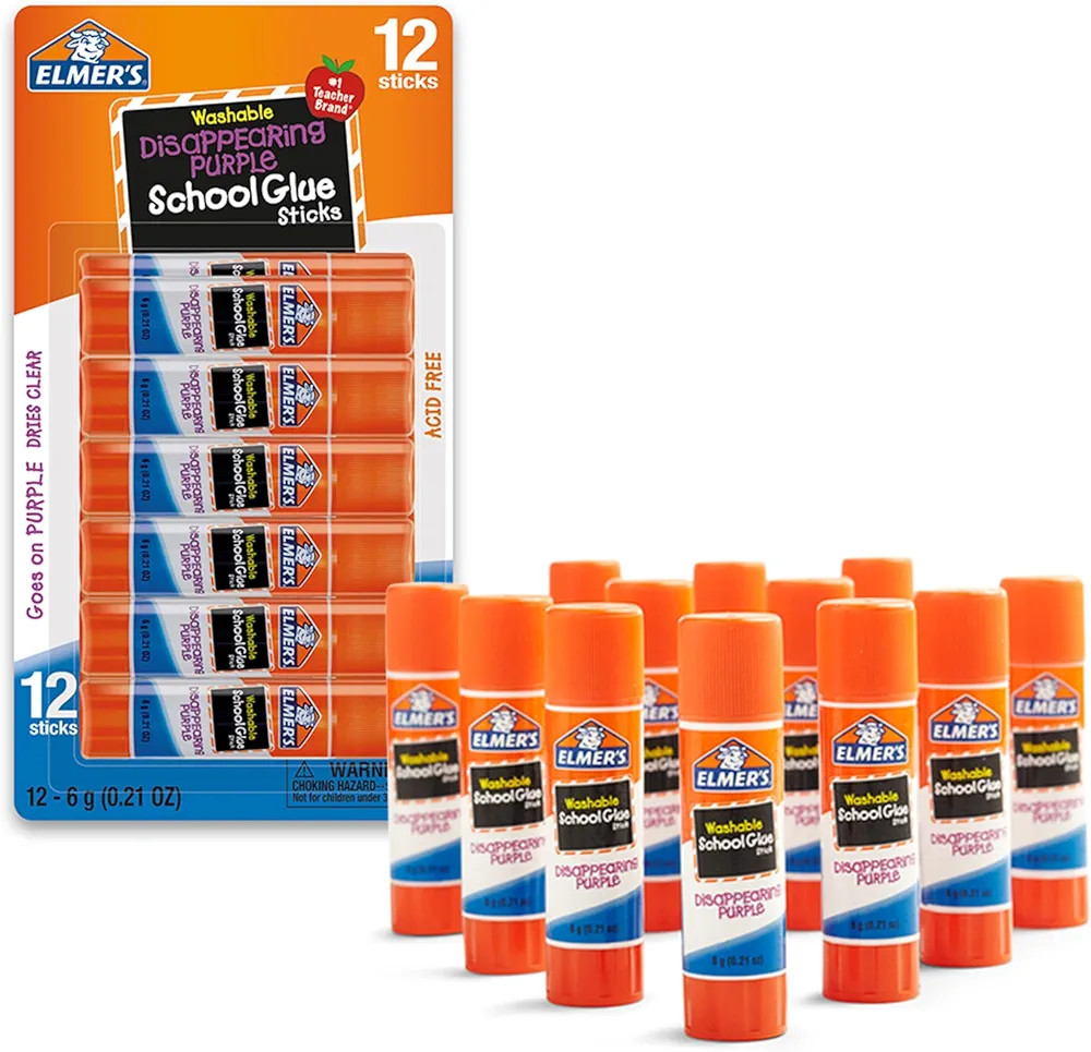 Elmer's Disappearing Purple School Glue Sticks, Washable, 6 Grams, 12 Count - Back to School, Tea... | Amazon (US)