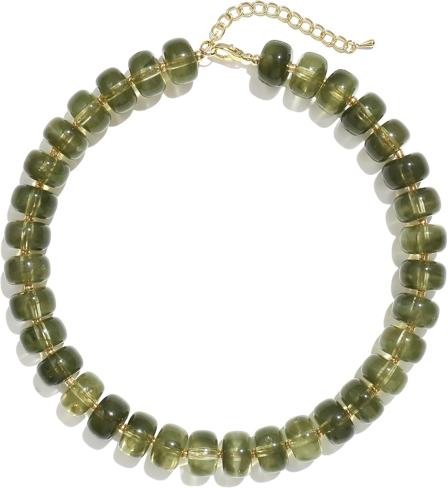 Badu Colorful Chunky Beaded Necklace for Women,Acrylic Bead Choker Statement Necklace Cute Trendy... | Amazon (US)