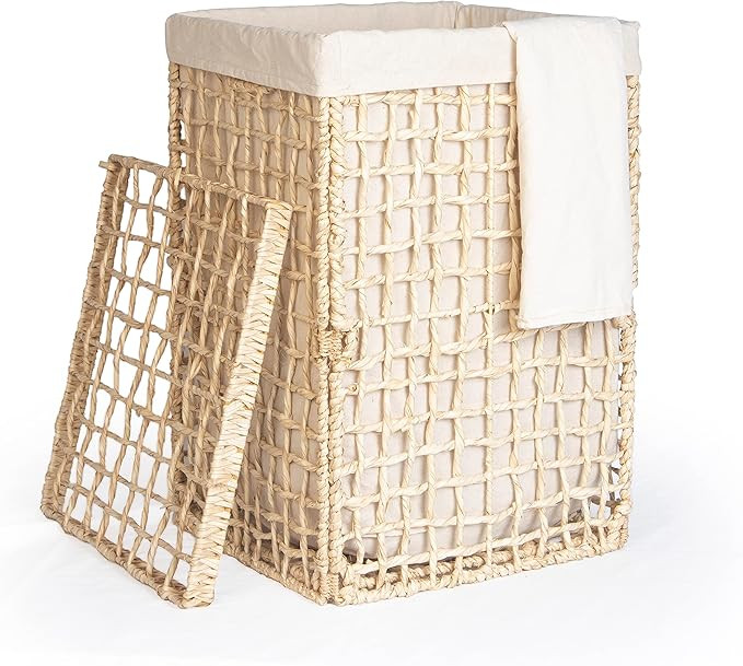 WERORA - Wicker Laundry Baskets Organizer, Foldable Tall Clothes Hamper 80L, Seagrass Clothes Lau... | Amazon (US)