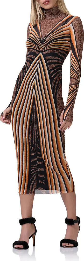 Shailene Turtleneck Long Sleeve Mesh Dress | Nordstrom