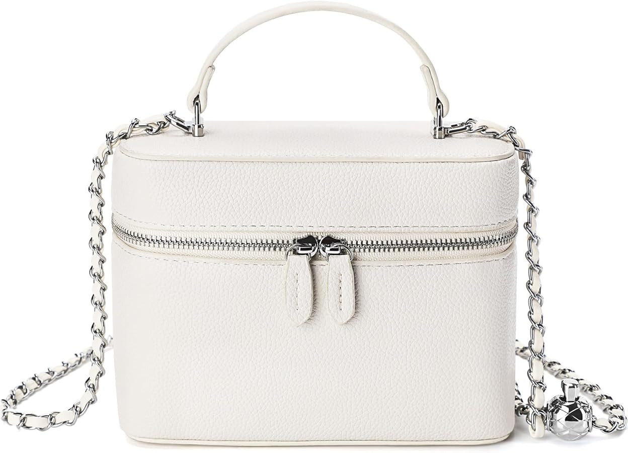 Women's Square Box Handbag Crossbody Shoulder Bag Rectangular Small Purse Metal Bucket Chain Clas... | Amazon (US)