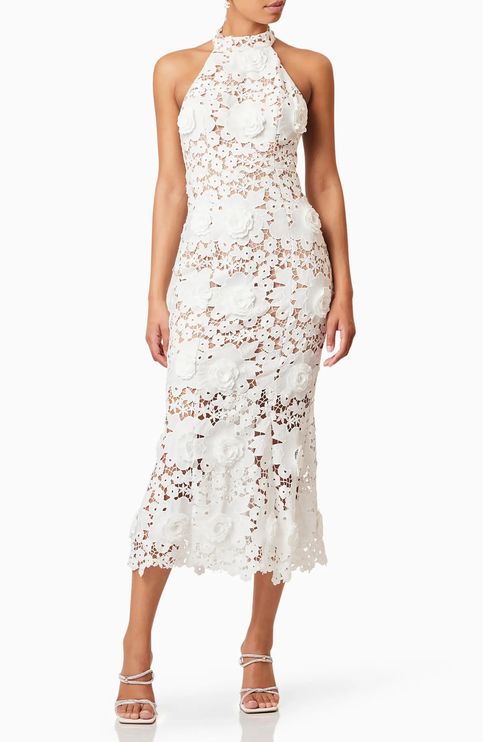 Elliatt Daffodil Floral Appliqué Midi Cocktail Dress | Nordstrom | Nordstrom