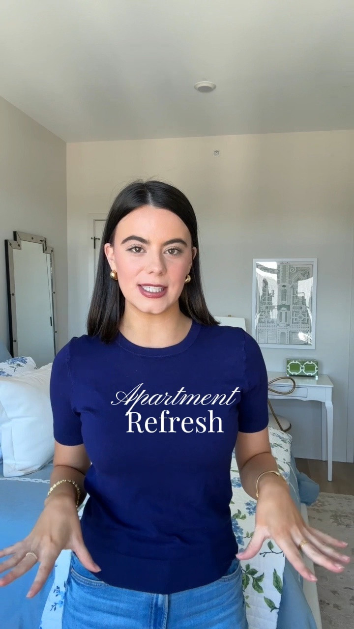 Spring apartment refresh! I love the way it feels with new bedding, some decor in the living room and my favorite Amazon clothing rack! 