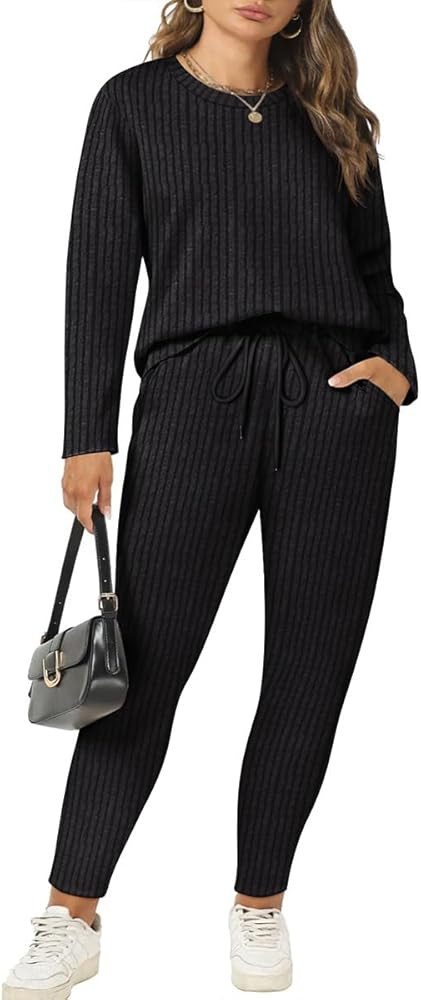 RITERA Plus Size Lounge Sets for Women 2 Piece Outfits Knit Long Sleeve Fall Pullover Tops Jogger... | Amazon (US)