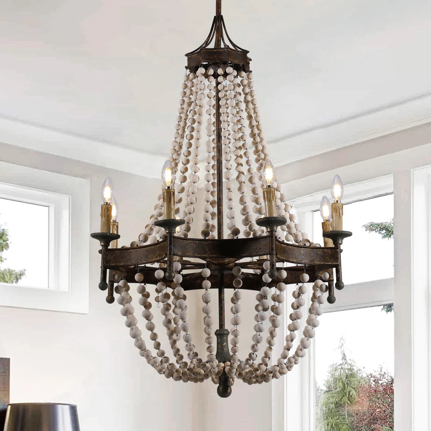 8 - Light Candle Style Teardrop Bead Empire Chandelier | Wayfair North America