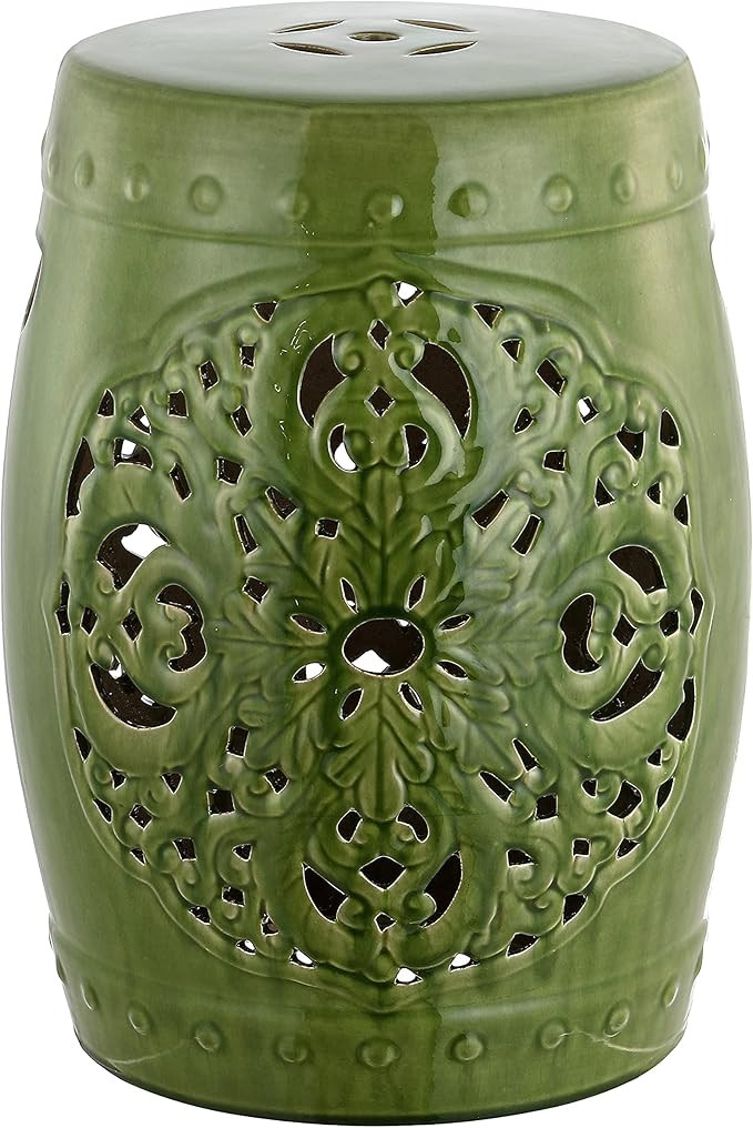 SAFAVIEH ACS4527E Flora Glazed Ceramic Decorative Garden Stool, 0, Spring Green | Amazon (US)